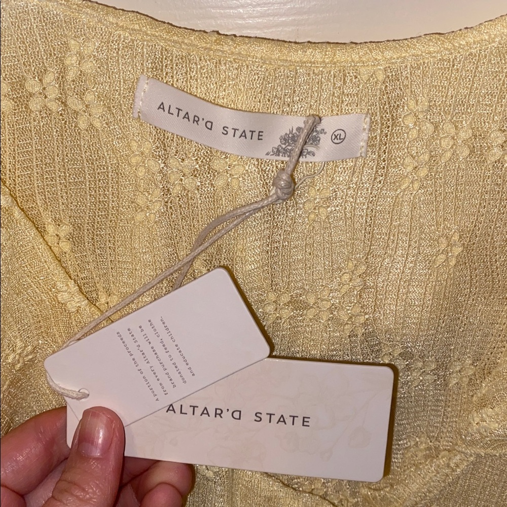 Altar'd State Soft Yellow Ruffle Blouse - Picture 2 of 6